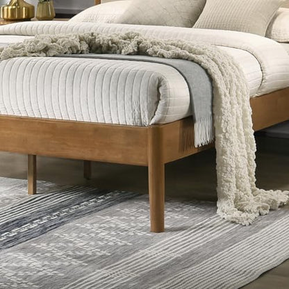 Vichy 3-Piece Rubberwood Bedroom Set, Platform Bed with Two Nightstands, Queen, Textured Polyester