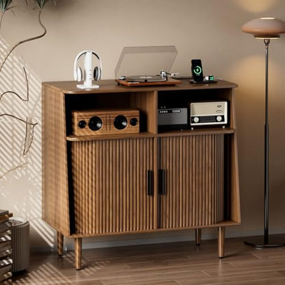 Record Player Stand with Vinyl Storage, view 2