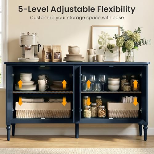 Buffet Cabinet with Storage, Vintage Sideboard with Adjustable Shelves, view 5