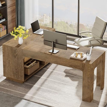 L-Shaped Desk with Storage Cabinet, view 5