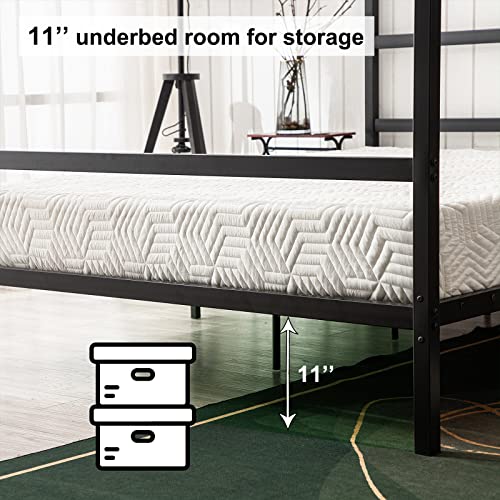 Bonnlo Black Canopy Bed Frame Full with Headboard, view 5