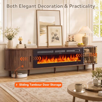 MXV 90" Fireplace TV Stand with Electric Fireplace, view 6