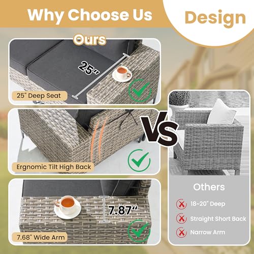 Outdoor Sectional Furniture Set,8 Pieces Wicker Patio Conversation Sets,L Shape All Weather Outside Couch Sofa Set with Swivel Chairs Ottoman,Black