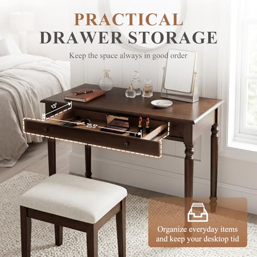 42 x 22 Inch Home Office Desk，Writing Desk with Drawer, Walnut, view 5