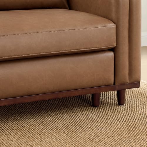 CHITA 83” Super Large Luxury Sectional Modular Sofa, Down Filled, Loveseat, Faux Leather in Camel