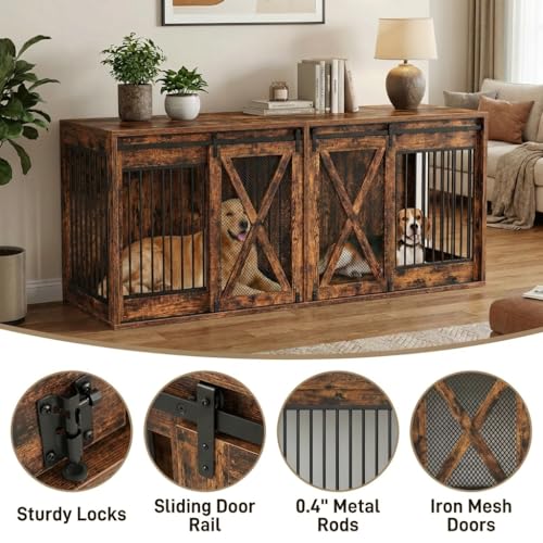 94.5in XXXL Double Dog Crate Furniture, view 5