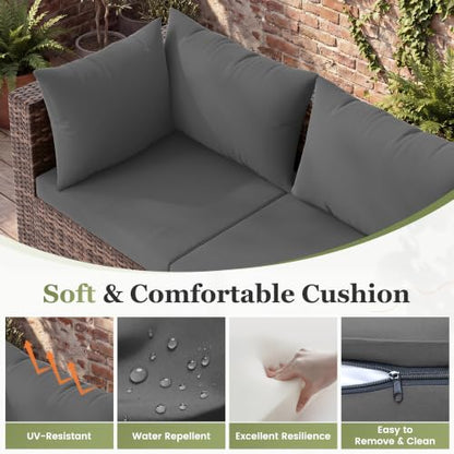 7 Piece Patio Furniture Set, Outdoor Sectional, Grey | Modular Wicker Outdoor Furniture, Coffee Table Included, for Porch, Garden, Backyard