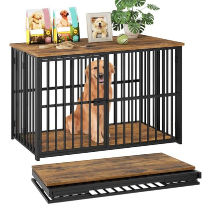 Foldable Dog Crate Furniture, 37.4" Dog Kennel for Medium Dogs, No Assembly, view 2