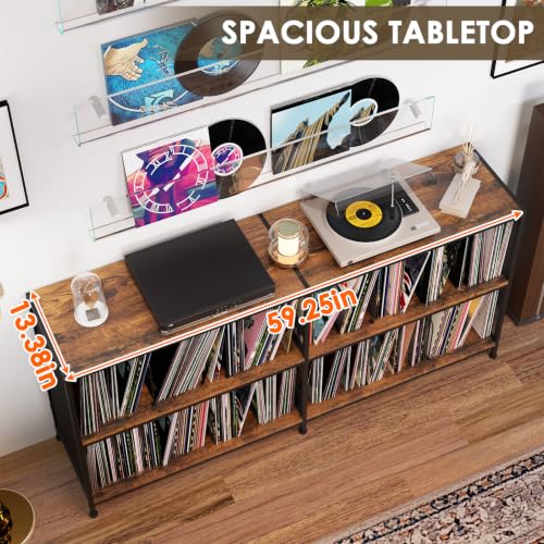 59.2" Record Player Stand with Vinyl Record Storage, Hold 700+ Records, view 5