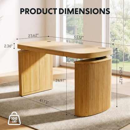 FLEXISPOT 55 x 24 Inch Executive Standing Desk with Drawer, Natural, view 6
