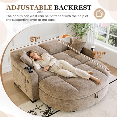 60” Loveseat Chaise Lounge Chair with Ottoman, view 4