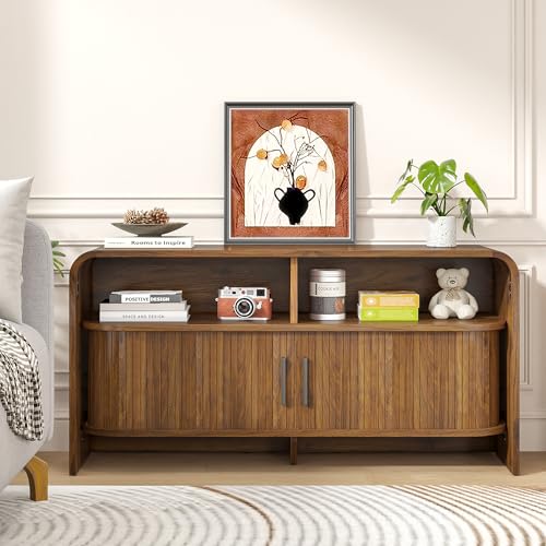 Small TV Stand for Bedroom, Low Fluted TV Console for 40 43 Inch, view 5
