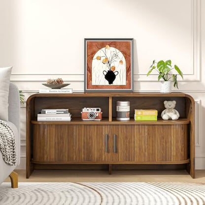 Small TV Stand for Bedroom, Low Fluted TV Console for 40 43 Inch, view 5