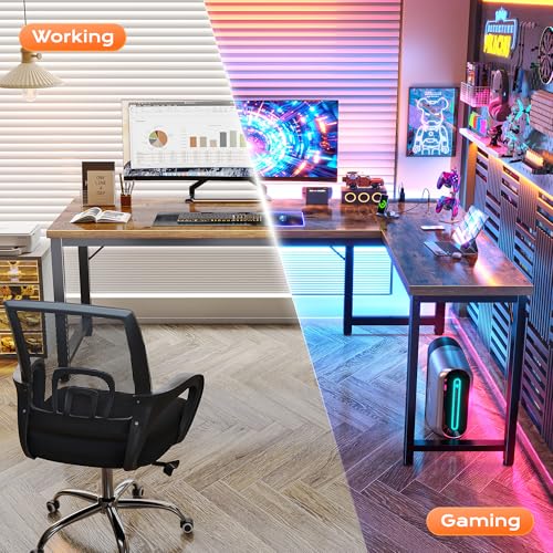 63 Inch L Shaped Desk with Power Outlets & 0.95 Inch Thicker Desktop, view 7