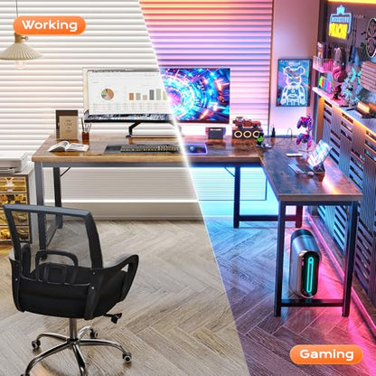 63 Inch L Shaped Desk with Power Outlets & 0.95 Inch Thicker Desktop, view 7