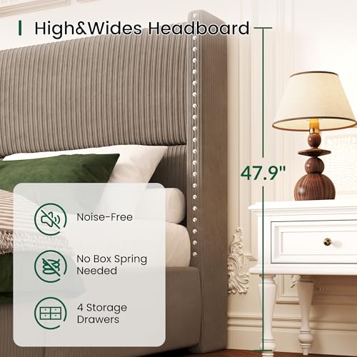 King Size Bed Frame with 4 Storage Drawers, view 6