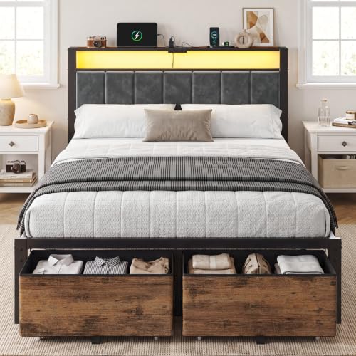 Full Size Bed with Headboard and Drawers, view 2