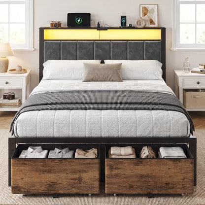 Full Size Bed with Headboard and Drawers, view 2