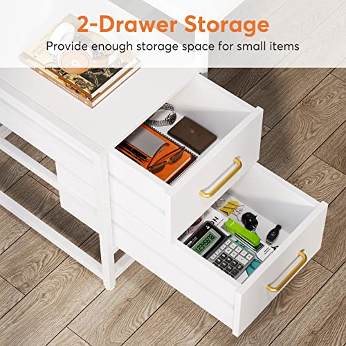 Tribesigns 55 Inch Computer Desk with 2 Drawers and Storage Shelves, view 8