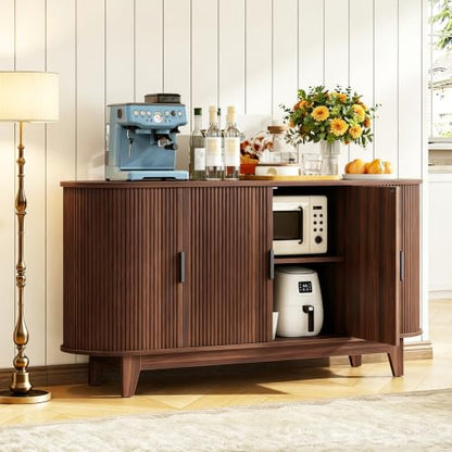 54.3" Sideboard Buffet Cabinet with Storage, Modern Fluted Sideboard Cabinet, view 2