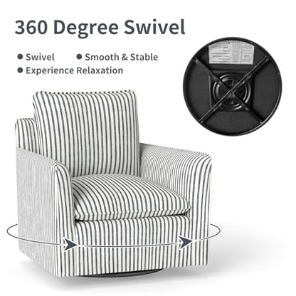 Swivel Accent Square Chair with Thick Padded Backrest Cushion, Swivel Reading Chair for Living Room Bedroom Small Spaces, Blue