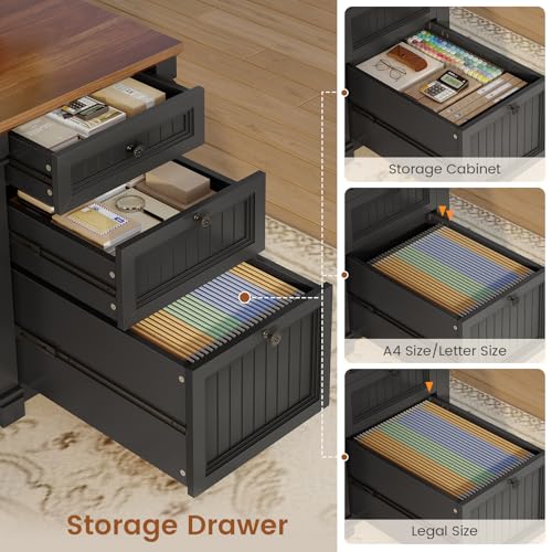L Shaped Office Desk with 4 Drawers Storage, 67"x67" Executive Desk, view 6