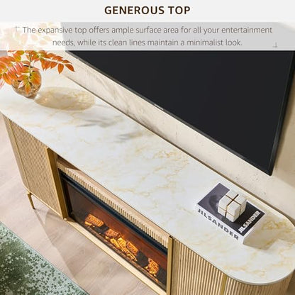 Luxury 70" Fluted Fireplace TV Stand, view 5