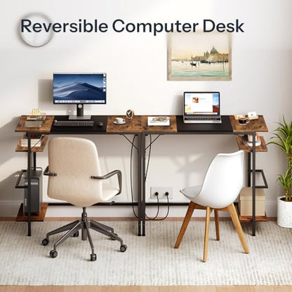 Small Computer Desk, 35.4 Inch Home Office Desk with Power Outlet, view 8
