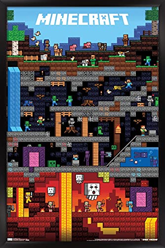 Minecraft - Worldly Wall Poster, 22.375" x 34", Black Framed Version