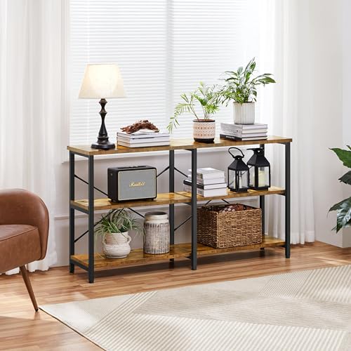 Yaheetech TV Stand for TV up to 65 Inch, 55 Inch Media Console Table with 3-Tier Storage Shelves for Living Room, Entertainment Center with Metal Frame, Rustic Brown