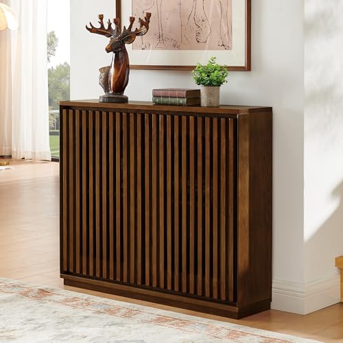 39" Walnut Narrow Sideboard Buffet Storage Cabinet for Entryway, view 4