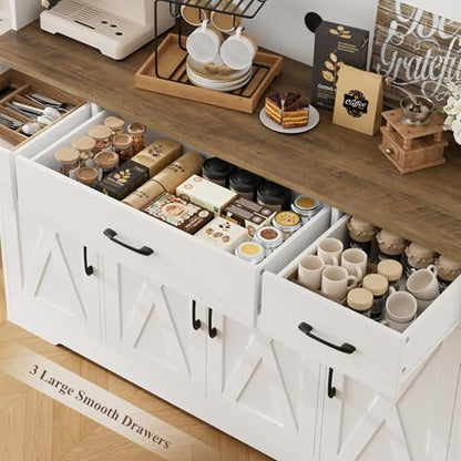 71" Tall Kitchen Pantry Storage Cabinet, 55" W Kitchen Hutch, White, view 6