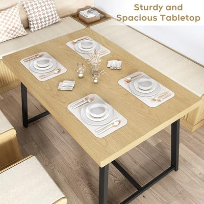 Corner Dining Table Set, 43 Inch Breakfast Nook Table Set with Bench with Hidden Storage & 2 Ottomans, 5-Piece Corner Bench Dining Table Set, Natural