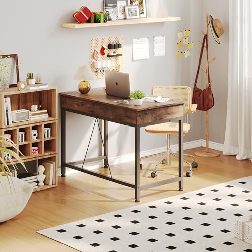 Small Desk with 2 Wooden Drawers, 40 Inch Home Office Writing Desk, view 3
