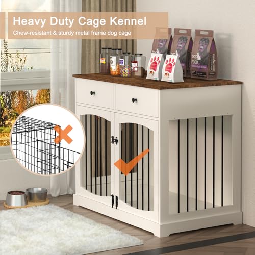 40" Dog Crate Furniture, Farmhouse Wooden Pet Kennel w/Drawer, view 5