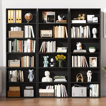 Bookshelf,6-Tier Open Bookcase and Bookshelves,6 Shelf Display Storage Shelves Floor Standing 70.6 inches Tall Bookcase for Home Office, Living Room (Black)