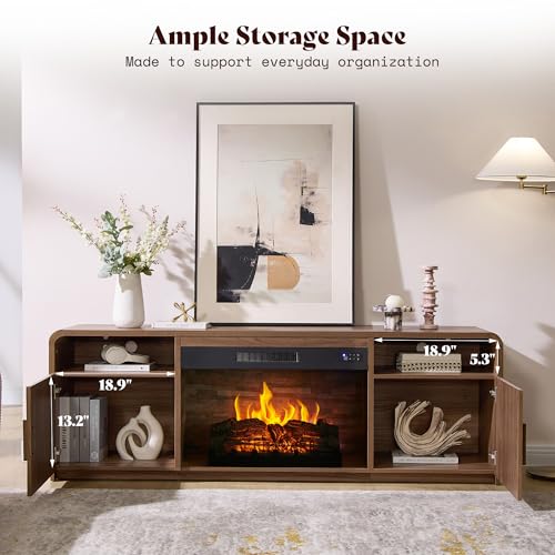 70" Fluted Fireplace TV Stand with 30" Electric Fireplace, view 6