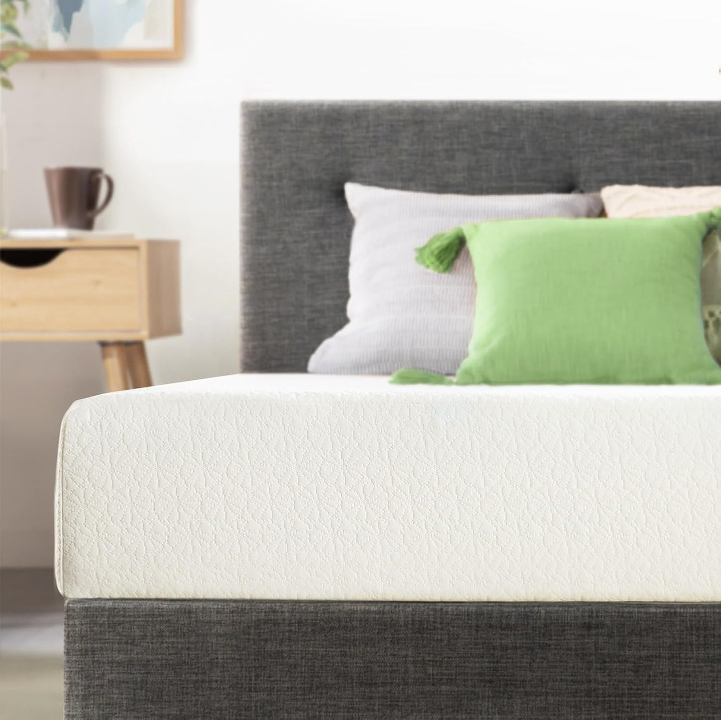 6 Inch Twin Mattress Bed-In-A-Box, Green Tea Memory Foam, White