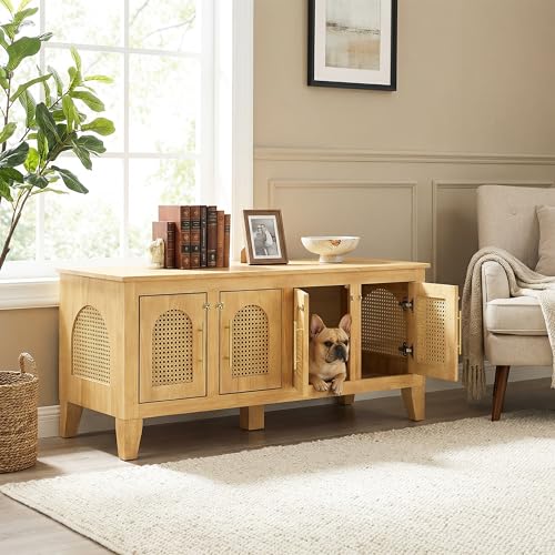 Concun Large Dog Crate Furniture with Breathable Rattan Doors, view 5