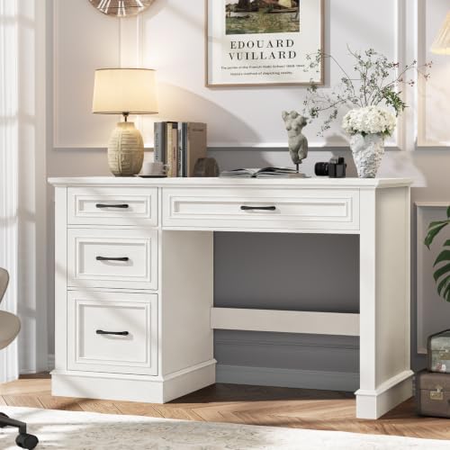 Farmhouse 47" Executive Desk with 3 Drawers, Cream White, view 2