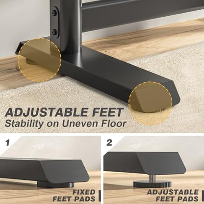 Heavy Duty Floor TV Stand for 55-100 inch Large TVs up to 150 lbs | Tall TV Stand with Height Adjustable Mount and Large Storage Shelf, Universal TV Stand for Bedroom, Conference Room, Black