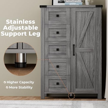 Farmhouse Dresser Storage Cabinet Chest of Drawer for Bedroom, view 5