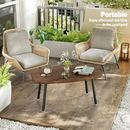 Folding Coffee Table for Small Spaces, No Assembly Farmhouse Portable Living Room Table, Walnut 39.3x19.6x17.7 Inch
