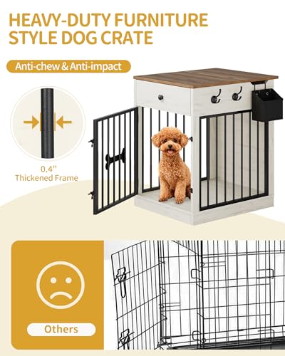 24.6'' Dog Crate Furniture with Storage & Power Indoor Dog Kennel, view 7