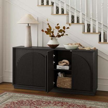 65" Sideboard Buffet Cabinet with Storage, Modular Credenza, Black, view 7