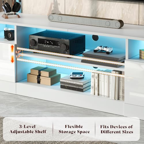 70" High-Gloss TV Stand for TVs up to 80" with LED Lights, view 6