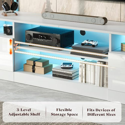 70" High-Gloss TV Stand for TVs up to 80" with LED Lights, view 6