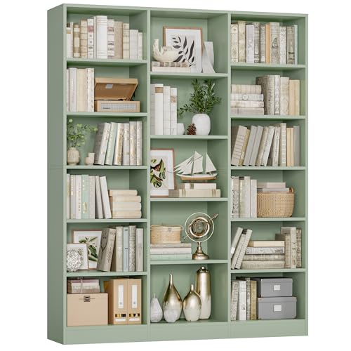 Triple Wide Bookshelf, Large Bookshelf with 17 Display Shelves, view 2