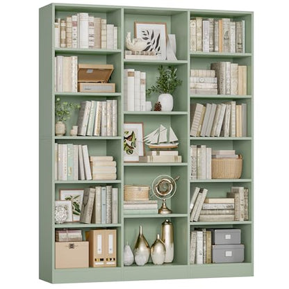 Triple Wide Bookshelf, Large Bookshelf with 17 Display Shelves, view 2