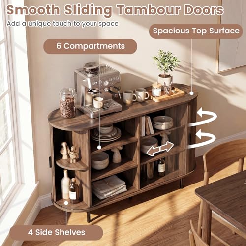 47'' Fluted Sideboard Buffet Cabinet with Tambour Sliding Doors, view 5